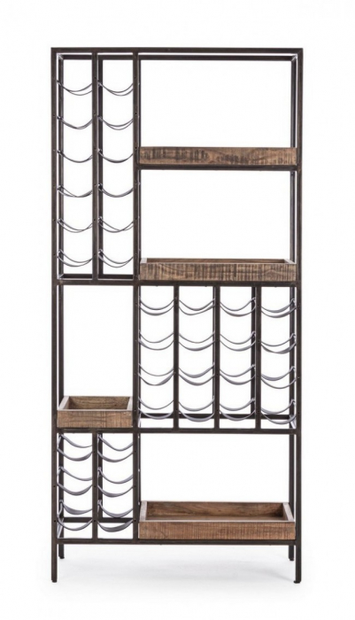 Suport pentru sticle Elmer, Metal, Negru, 86x35x180 [4]