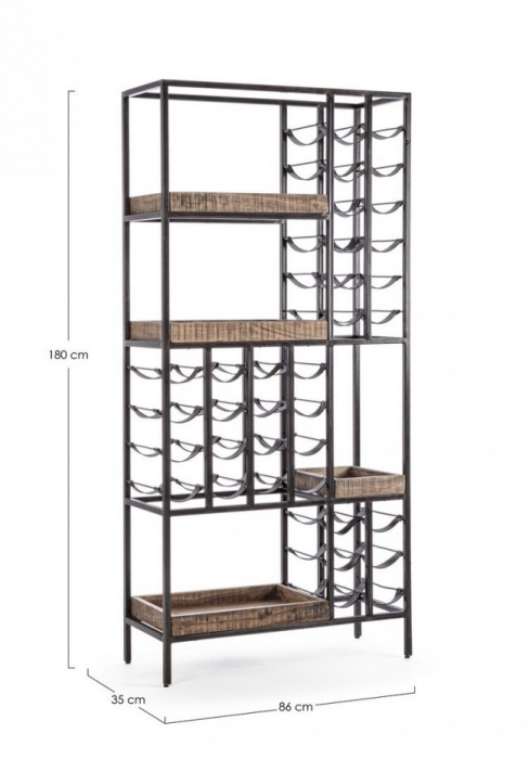 Suport pentru sticle Elmer, Metal, Negru, 86x35x180 [2]