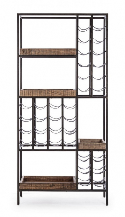 Suport pentru sticle Elmer, Metal, Negru, 86x35x180 [3]