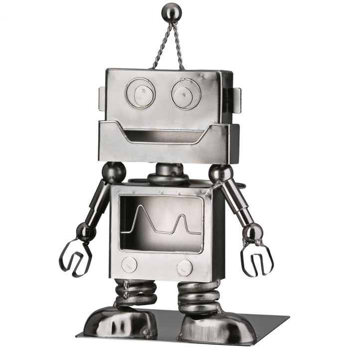 Suport pentru sticle, Roboți, Metal, argintiu, PU 2, L. 13 cm, l. 17 cm, H 25 cm [1]