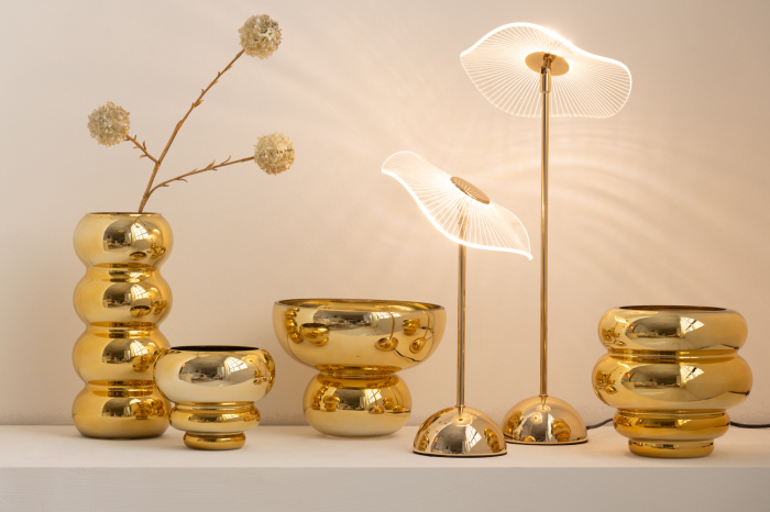 Suport pentru tealight/Vază, Cléa Sticlă, Gold, L 20| W 20| H 20 cm [3]