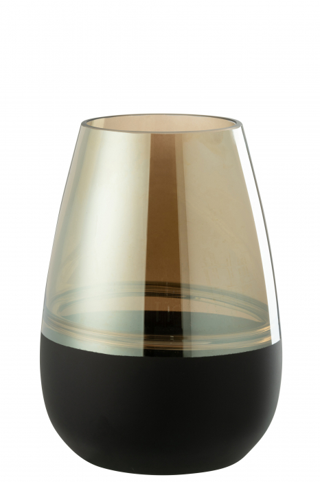 Suport pentru tealight/Vază, LINES, Sticlă Negru/Auriu, M, L 19| W 19| H 26 cm [2]