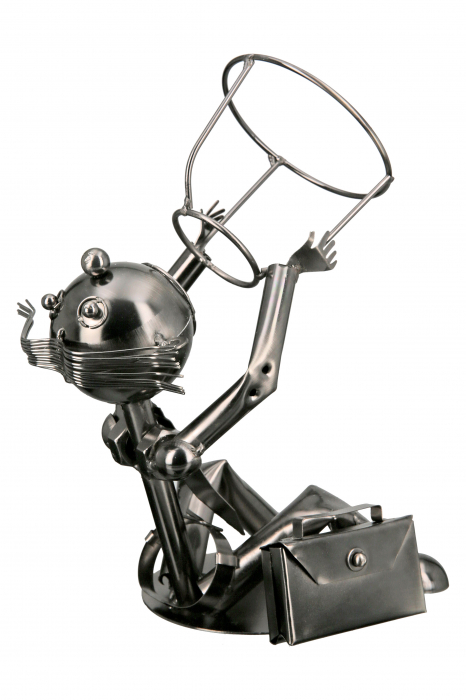 Suport sticla Businessman, Metal, Argintiu, 19x25x14 cm [2]