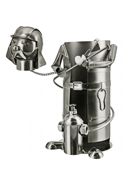 Suport sticla Fireman, Metal, Argintiu, 14x16x39 cm [2]