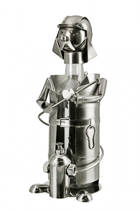 Suport sticla Fireman, Metal, Argintiu, 14x16x39 cm [3]
