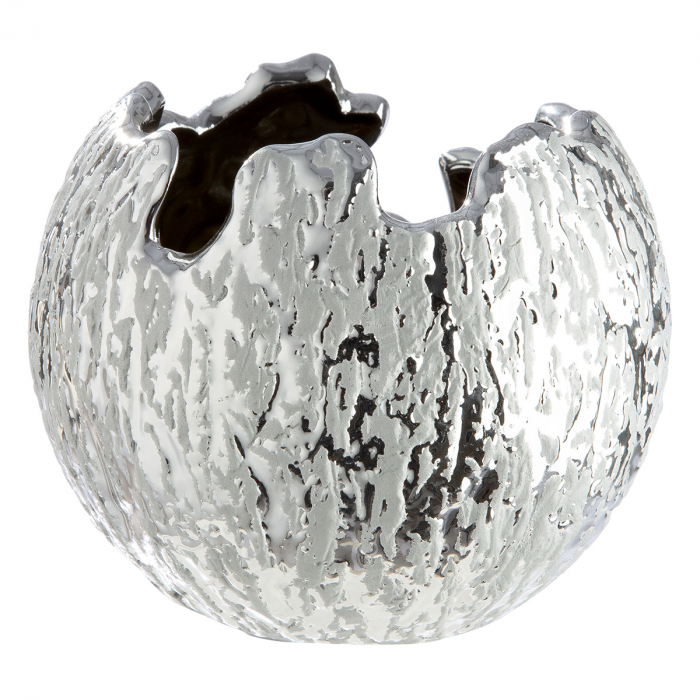 Suport tealight, Vaza, rotund, Crepa, Ceramica, argintiu, PU 8, H. 10 cm, D. 12 cm [2]