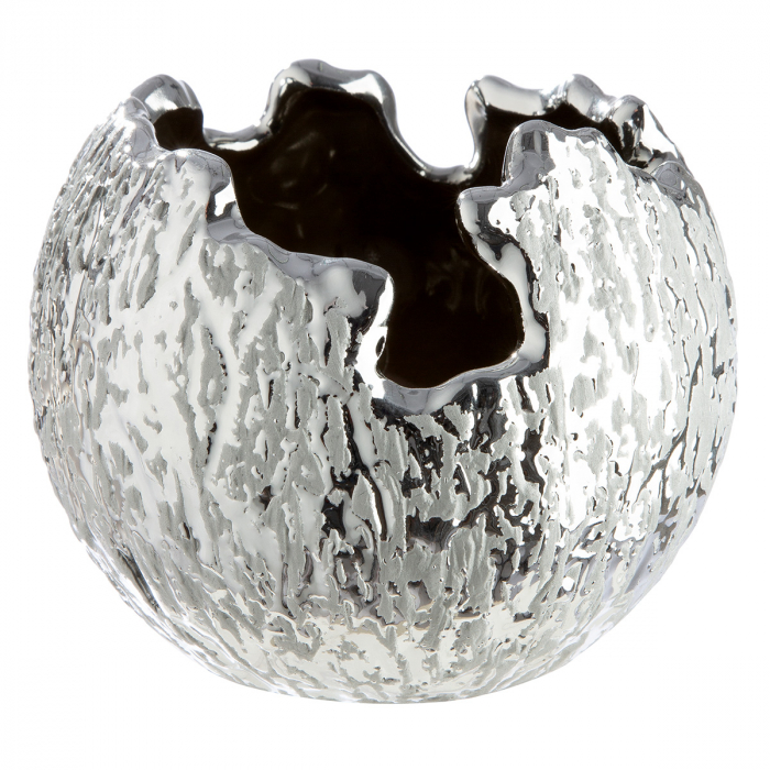 Suport tealight, Vaza, rotund, Crepa, Ceramica, argintiu, PU 8, H. 10 cm, D. 12 cm [1]