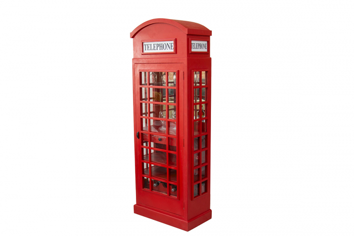 Suport vin din lemn/metal, cabina telefonica, Phone booth [5]