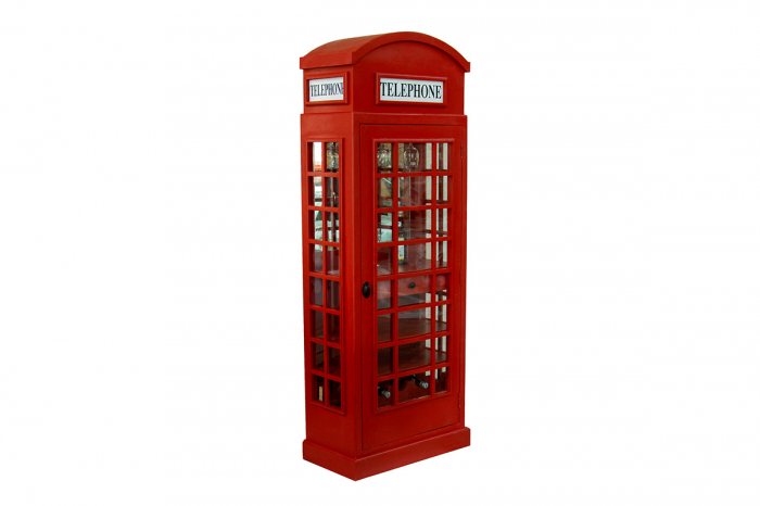Suport vin din lemn/metal, cabina telefonica, Phone booth [4]