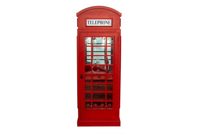 Suport vin din lemn/metal, cabina telefonica, Phone booth [7]