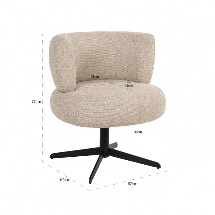 Scaun rotativ Alexis (Biscotti), Dims: 77.0 x 67.0 x 64.0 cm [5]