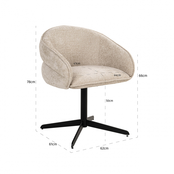 Scaun rotativ Angelina (Unicorn 11 crem), Dims: 78.0 x 62.0 x 61.0 cm [5]