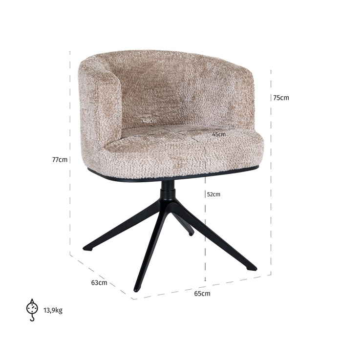 Scaun rotativ Cheyenne lovely beige (Be Lovely 170 Beige) [4]