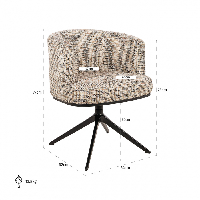 Scaun rotativ, Cheyenne (Be Trendy 01 Nature), Dims: 77.0 x 65.0 x 64.0 cm [5]