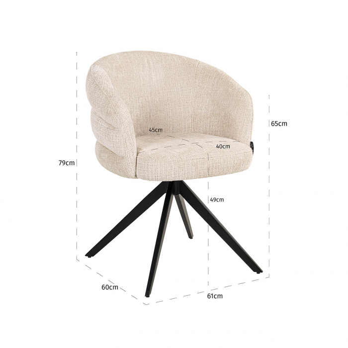 Scaun pivotant, Serenity, ignifug (Niagara 902 beige Chenille) [5]