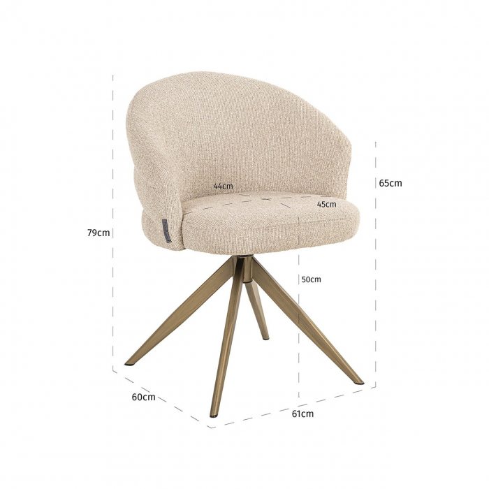 Scaun rotativ Zendaya, ignifug (Biscotti), Dims: 79.0 x 61.0 x 60.0 cm [5]