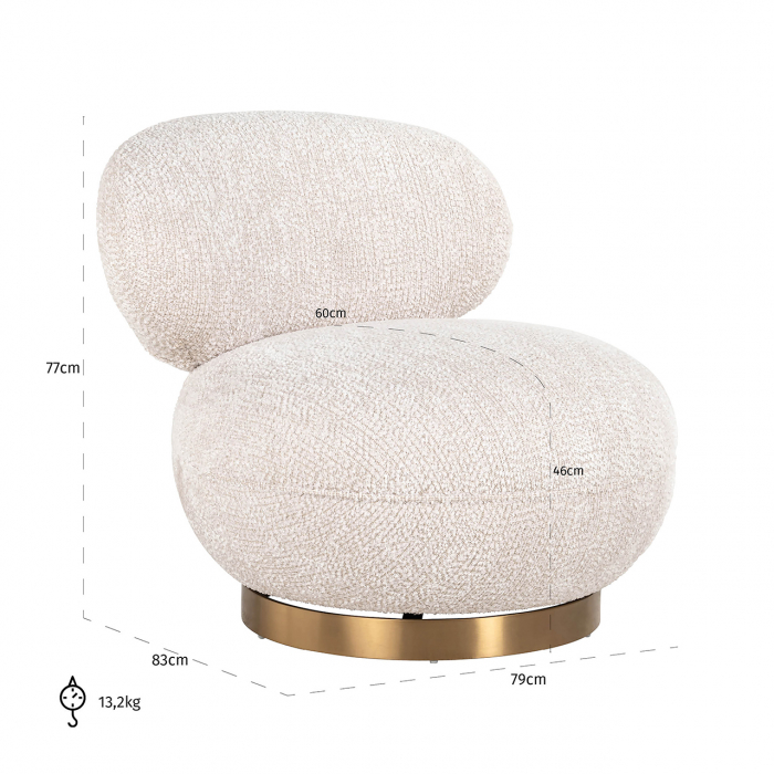 Scaun ușor pivotant Jace lovely cream (Be Lovely 11 Cream) [5]