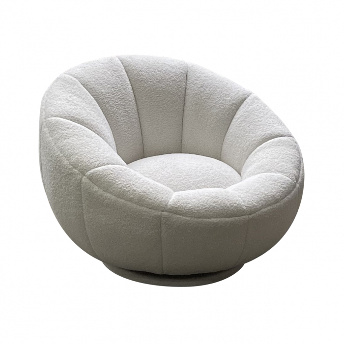 Swivel easy chair Teddy white furry (Himalaya 900 white furry)