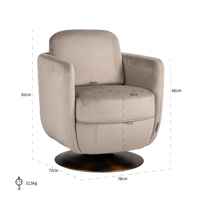 Scaun ușor pivotant Turner, catifea kaki ignifugă (FR-Quartz 903 Khaki) [5]