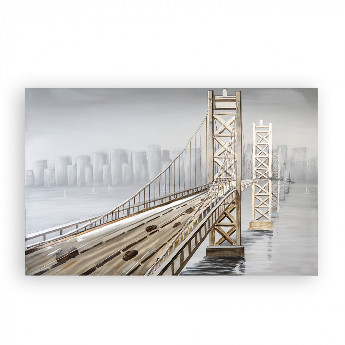 Tablou 3D Bridge, panza, argintiu gri maro negru, 100×150 cm GILDE imagine 2022