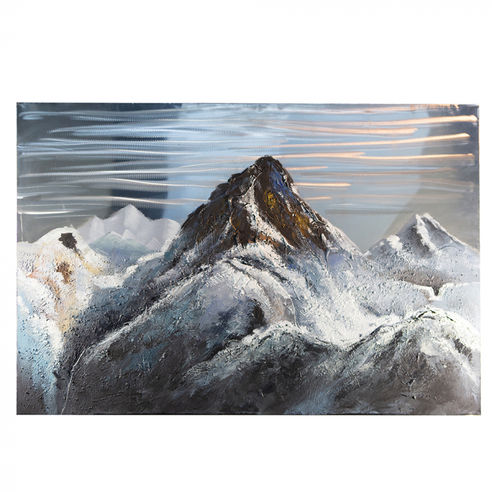Tablou 3D Mountain, panza, alb gri negru, 150×100 cm GILDE imagine 2022