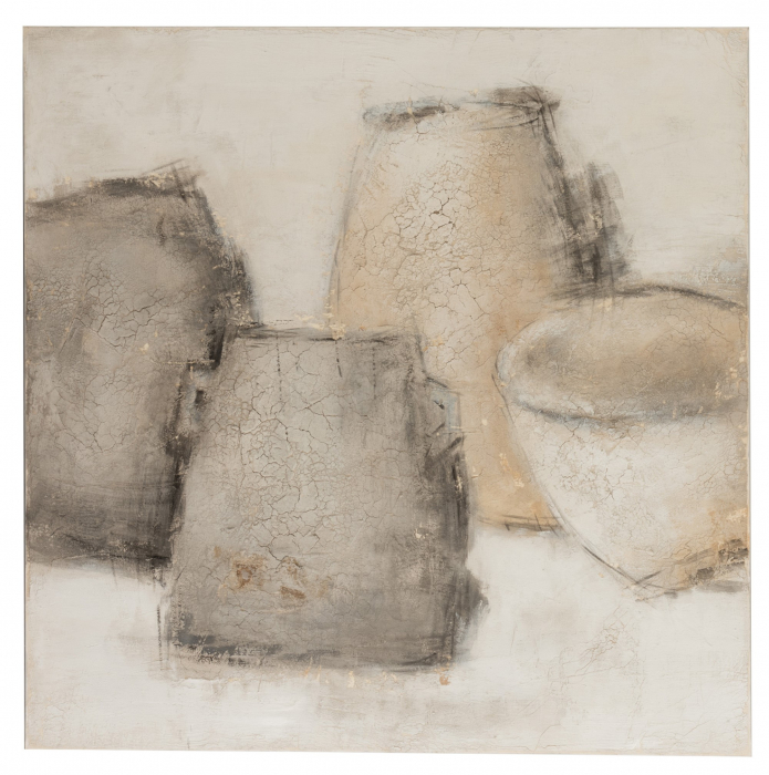 Tablou Abstract Pots, Canvas, Gri, 100x3.5x100 cm