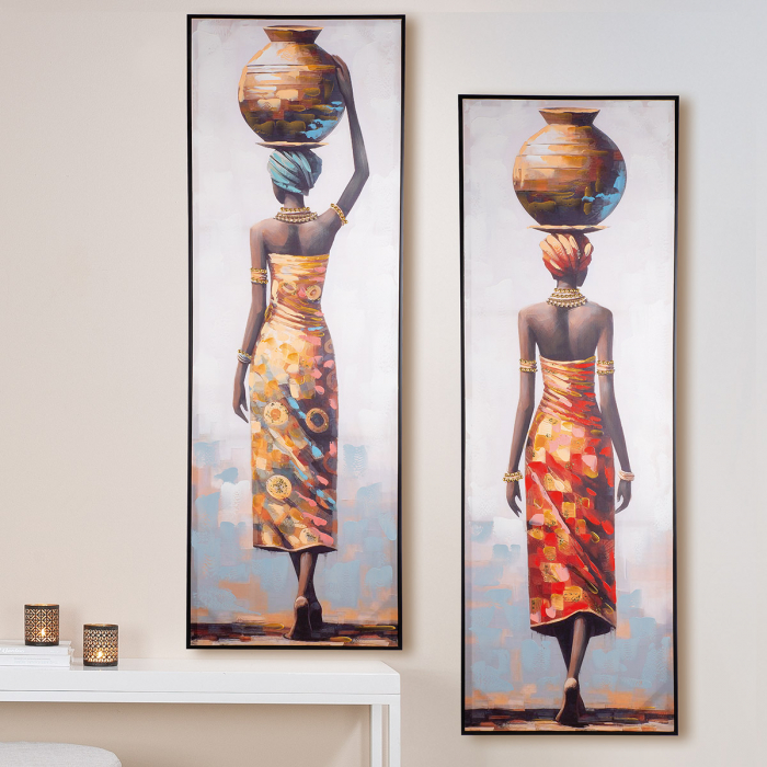 Tablou AFRICA, dreptunghiular, motiv femeie, pânză, portocaliu, PU 2, 2 asortate, L. 4 cm, l. 52 cm, H 152 cm [5]