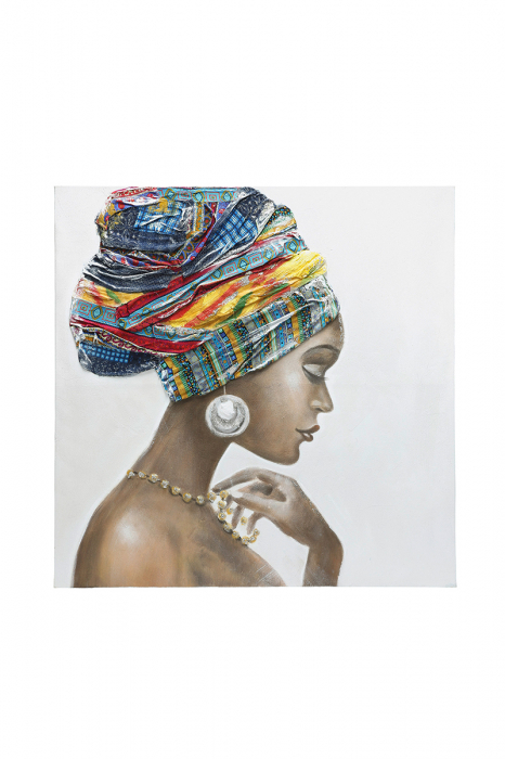 Tablou African Beauty, panza, multicolor,100x100x3 cm GILDE imagine 2022