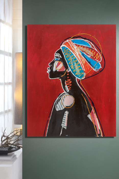Tablou African Headgear, Canvas cu rama lemn, Multicolor, 80x100x2.8 cm GILDE imagine 2022