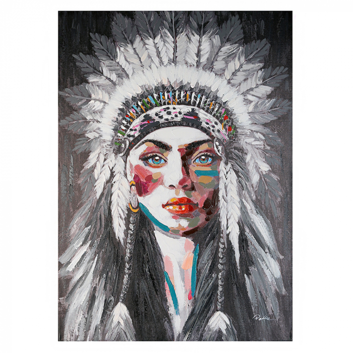 Tablou American Indian, canvas lemn, multicolor, 70x100 cm
