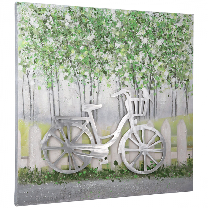 Tablou BIKE, pătrat, motiv bicicletă, pânză, verde, PU 1, L. 4 cm, l. 60 cm, H 60 cm [3]