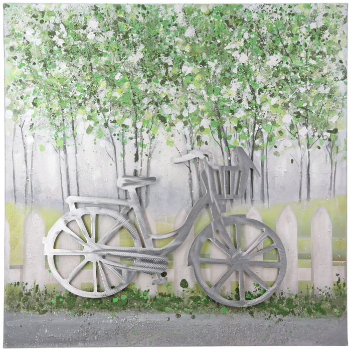 Tablou BIKE, pătrat, motiv bicicletă, pânză, verde, PU 1, L. 4 cm, l. 60 cm, H 60 cm [5]