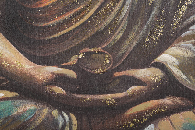 Tablou Buddha -A-, Lemn/Canvas, Multicolor, 100x100x3 cm [4]