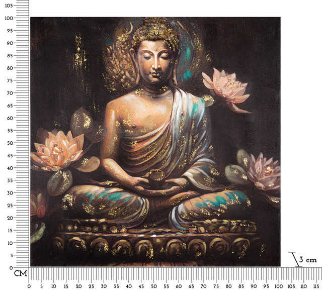 Tablou Buddha -A-, Lemn/Canvas, Multicolor, 100x100x3 cm [7]