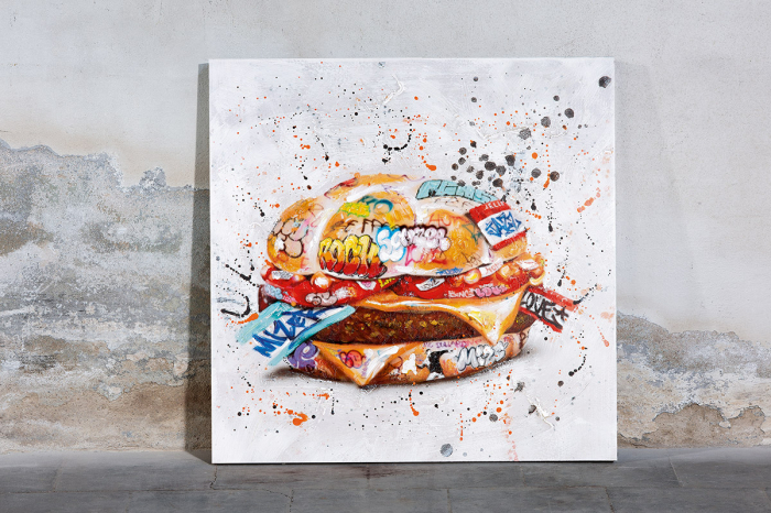 Poza Tablou Burger, Canvas, Multicolor, 3.5x60x60 cm