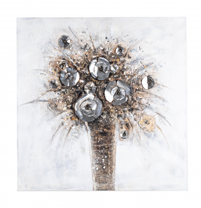 Tablou Crown I1507, Canvas Lemn Metal, Multicolor,100x3.5x100 cm