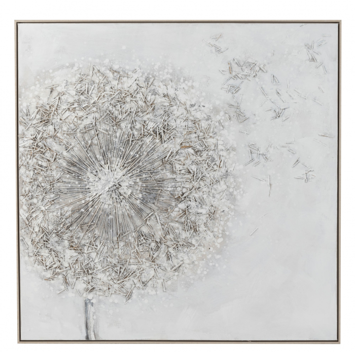 Tablou Dandelion, Canvas, Alb, 114x4.5x112 cm