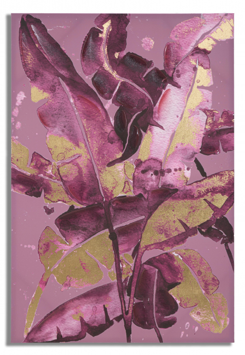 Tablou Dark Leaves, Lemn/Canvas, Multicolor, 120x80x3 cm [5]