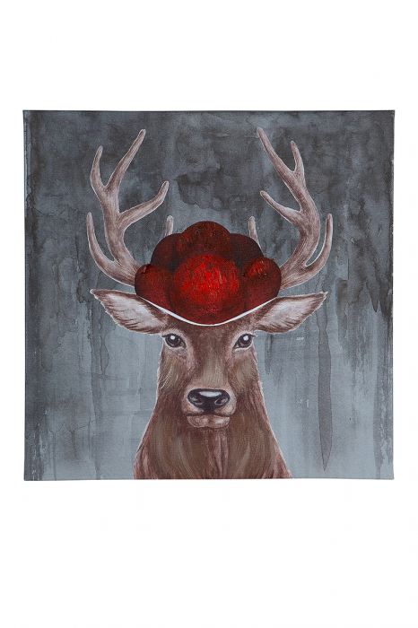 Poza Tablou Deer, Panza, Multicolor, 40x40x2.6 cm