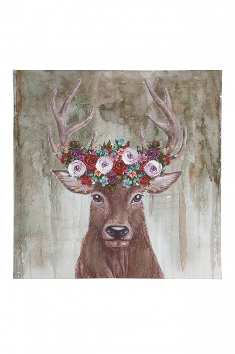 Tablou Deer, Panza, Multicolor, 40x40x2.6 cm [2]