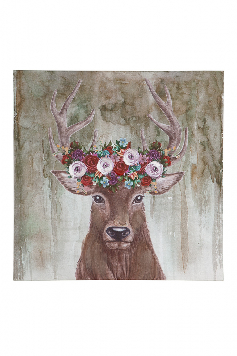 Poza Tablou Deer, Panza, Multicolor, 40x40x2.6 cm