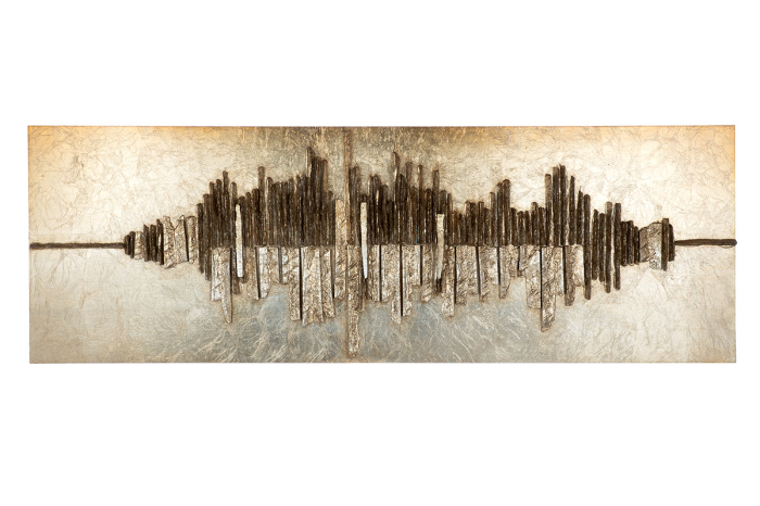 Tablou, dreptunghiular, „Altinoh”, motiv abstract, Rasina sintetica, culoarea sampaniei, auriu, PU 1, L. 6,5 cm, l. 150 cm, H 50 cm [1]