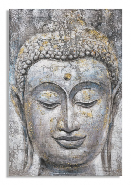 Tablou Face Buddha Light - A-, Lemn Canvas, Multicolor, 120x80x3 cm