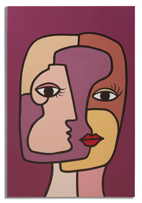 Tablou Face New -A-, Lemn/Canvas, Multicolor, 90x60x3 cm [5]