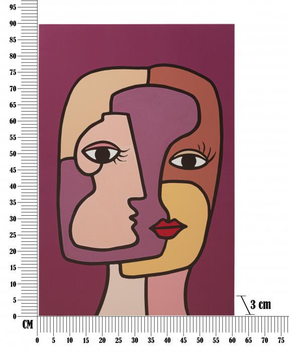 Tablou Face New -A-, Lemn/Canvas, Multicolor, 90x60x3 cm [6]