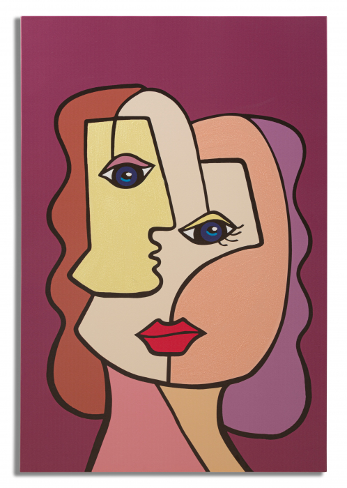 Tablou Face New -B-, Lemn/Canvas, Multicolor, 90x60x3 cm [5]