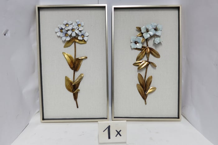 Tablou, Fiore argento, Metal, Sintetic, auriu, argintiu, alb, PU 2, 2 buc. asortate, L. 4 cm, L. 30,5 cm, H. 50,8 cm [1]