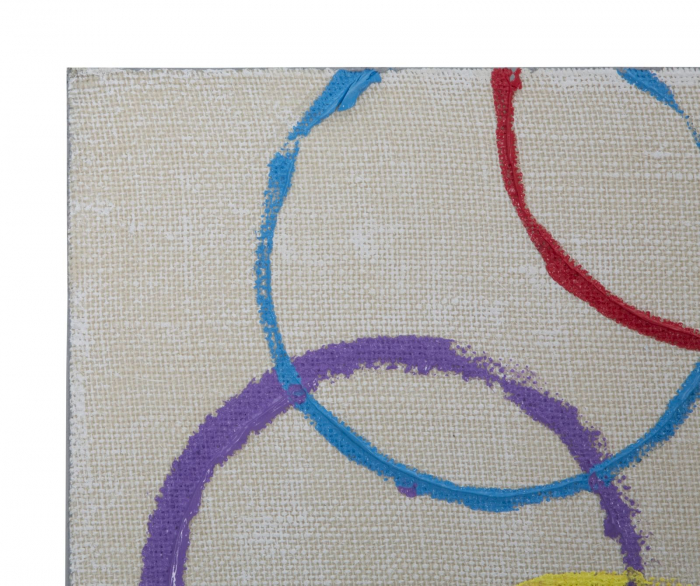 Tablou Floating circles, lemn/panza, Multicolor, 80X3X80 cm [2]