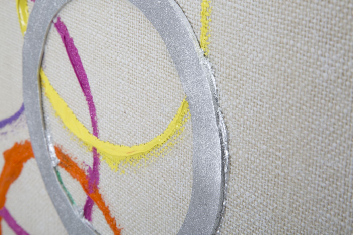 Tablou Floating circles, lemn/panza, Multicolor, 80X3X80 cm [3]