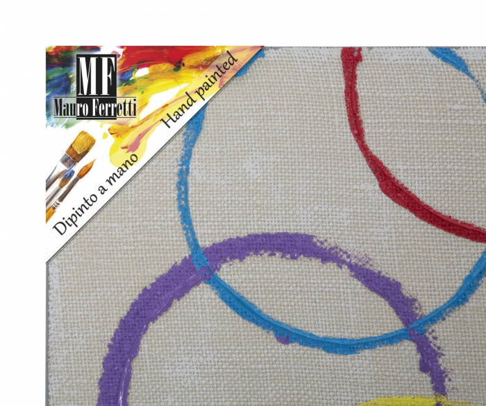 Tablou Floating circles, lemn/panza, Multicolor, 80X3X80 cm [5]